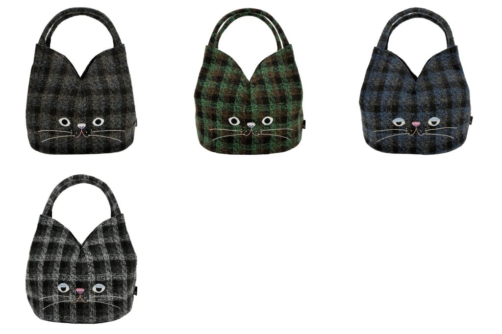 ROOTOTE 3731 EU.デリ.パチネム-Aの耳付きトートバッグ。パチ柄とネム柄のホワイト、グリーン、サックス、ベージュ